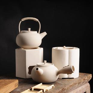 白泥粗陶陶瓷功夫碳炉提梁侧把壶煮茶烧水炭风炉火碳炉小泥炉家用