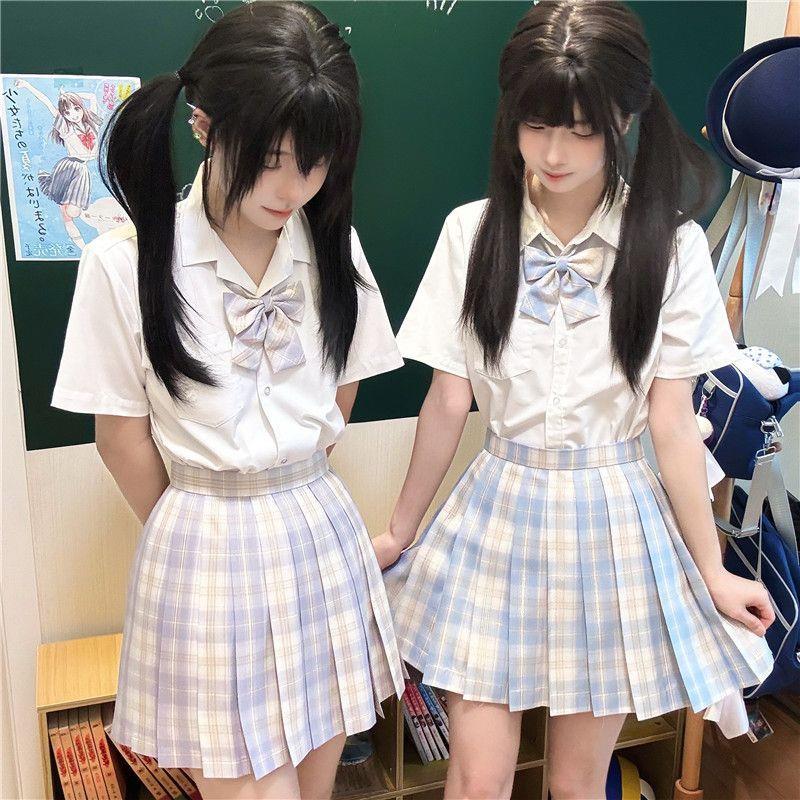 初见 初恋/双子金线jk格裙原创校供感学生a字半身学院风百褶短裙