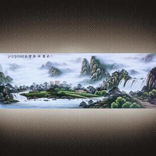 景德镇陶瓷瓷板画 画名家手绘粉彩山水青花风景瓷画 画客厅玄关挂