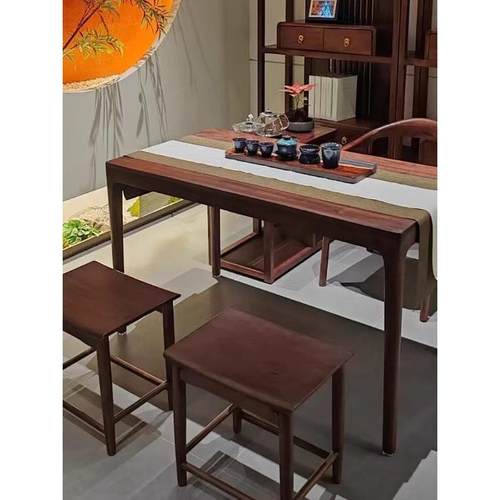 胡桃木实木阳台茶桌椅组合新中式办公茶几客厅家用小户型极简茶台