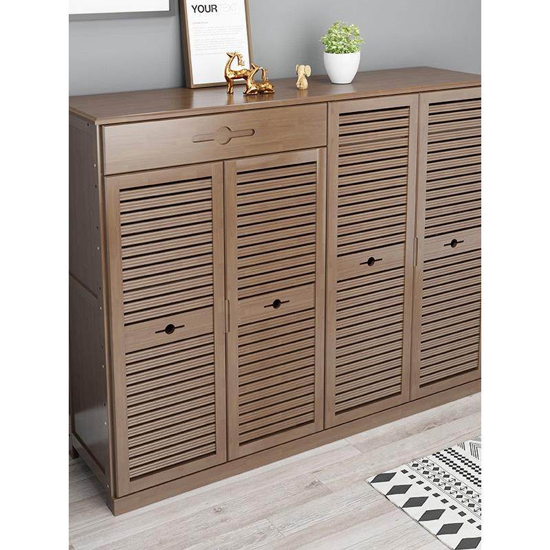 楠竹简易鞋柜家用门口现代收纳鞋架子多层经济型大容量百叶实木柜,住宅家具,鞋架,淘宝优惠券,粉丝福利购,淘宝优惠卷