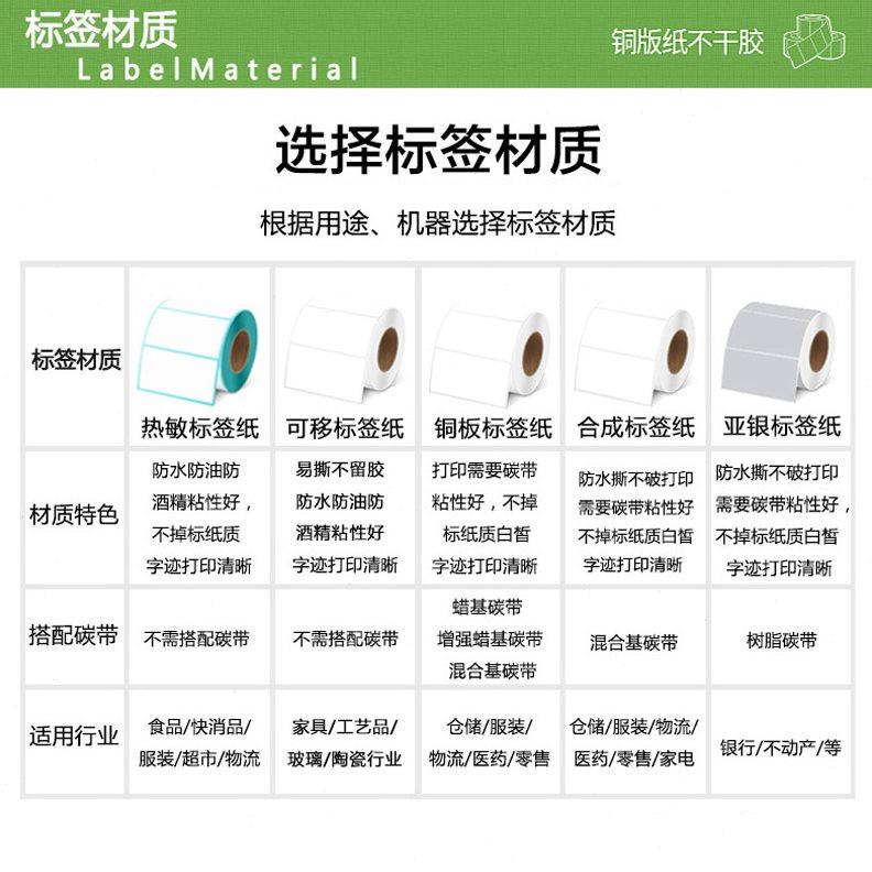 铜版纸不干胶100*90 80 70 60 50 40 30 20 10条形码标签打印贴纸