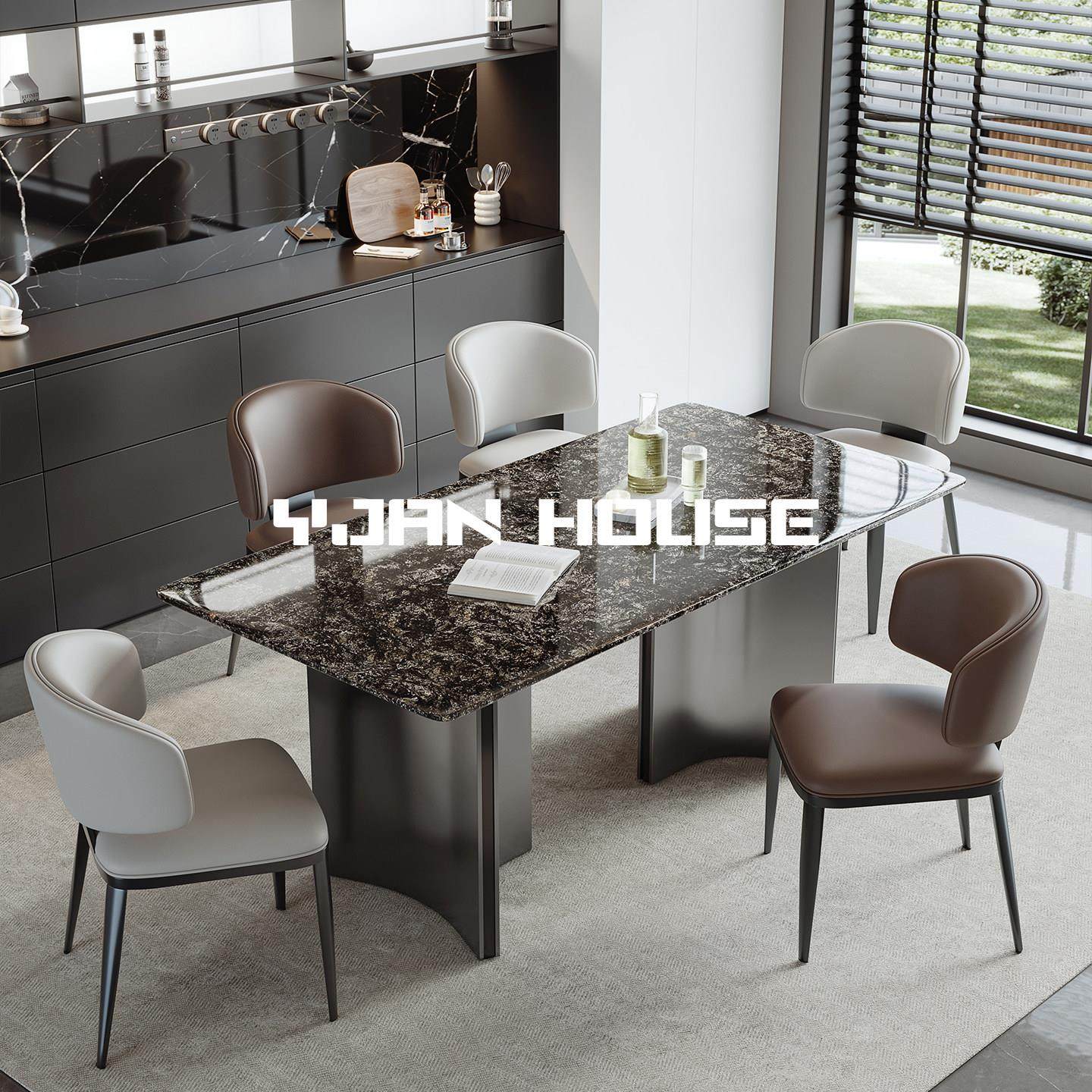 椅见丨意式极简铂金钻餐桌椅子组合现代简约家用高级感大理石饭桌