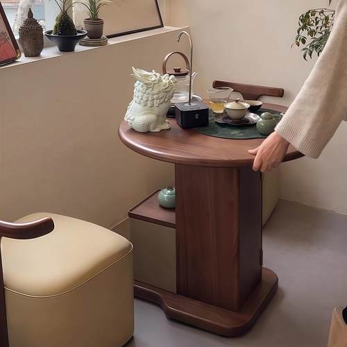 圆茶桌家用小茶台阳台茶桌椅组合实木新中式功夫茶桌泡茶桌新款