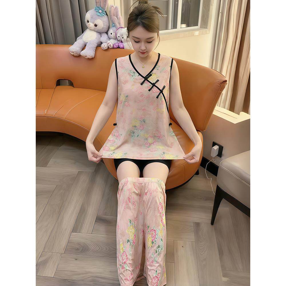 2025夏季新款睡衣女速干新中式国风短袖短裤舒适透气家居服套装,女士内衣/男士内衣/家居服,睡衣/家居服套装,淘宝优惠券,粉丝福利购,淘宝优惠卷