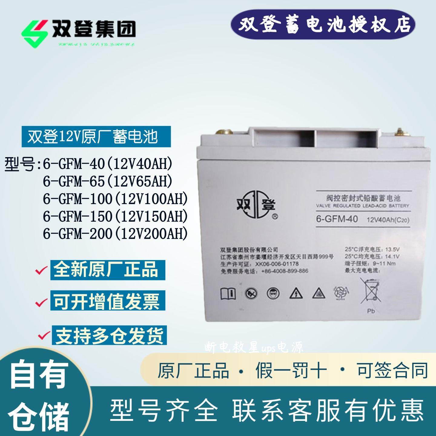 双登12V铅酸蓄电池6-GFM-38-65-80-100-150- 200 直流屏6-GFM-40