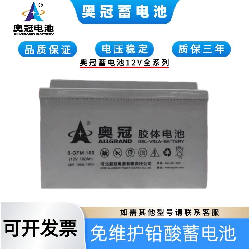 奥冠胶体蓄电池6-GFM-24AH38AH65AH100AH200AH太阳能光伏储能电池