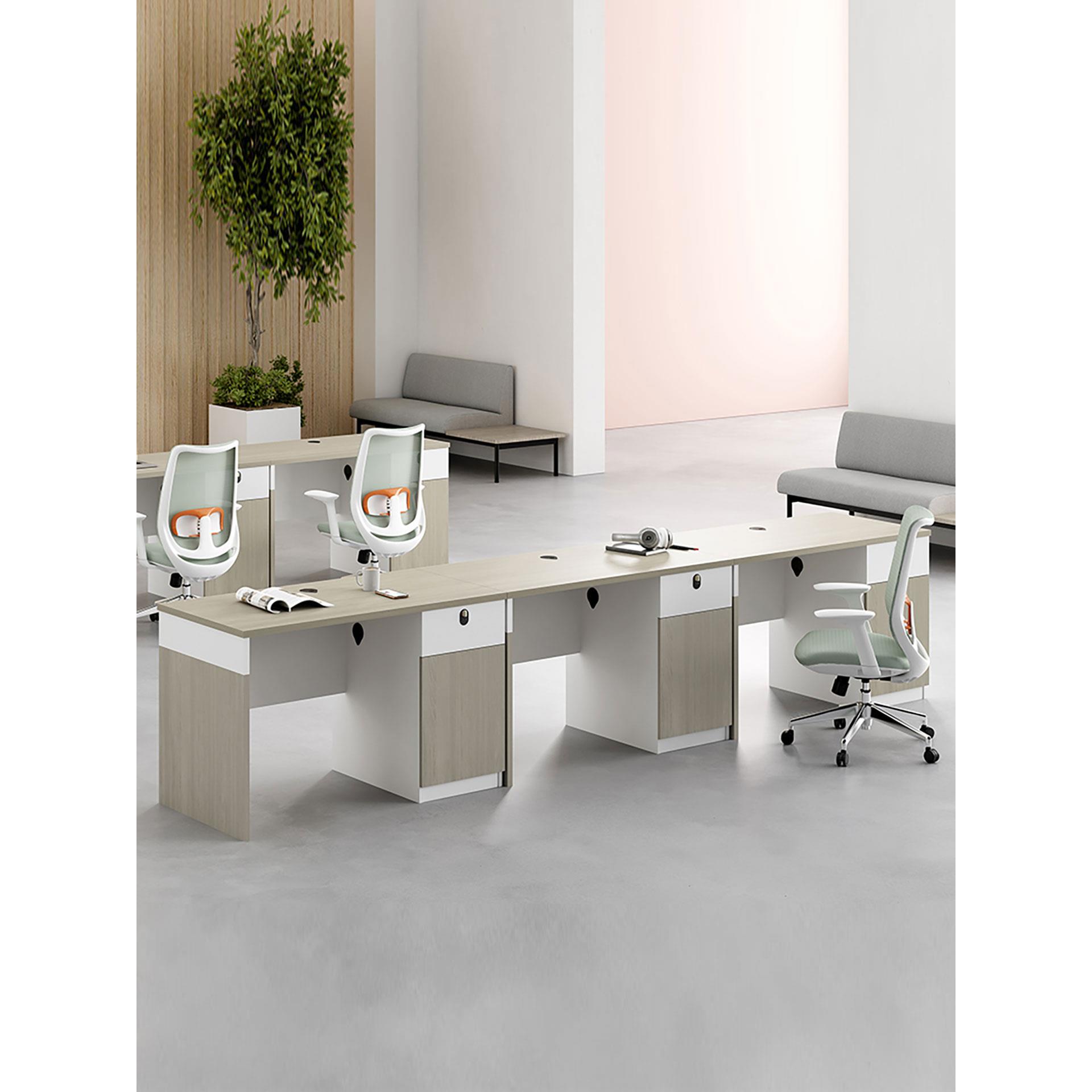 单人办公桌椅组合简约现代员工位办公室财务职员三人位带柜电脑桌