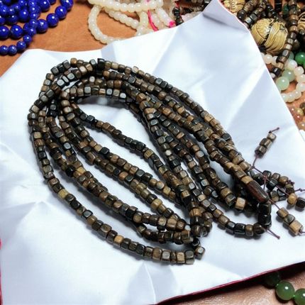 泓石斋 文玩沉香木达拉干沉约7mm随形佛珠方糖多圈毛衣炼项链手錬