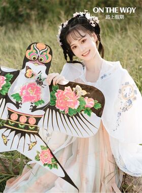 国风汉服舞蹈纸鸢风筝儿童潍坊古风E老式拍照传统燕子沙燕复古古