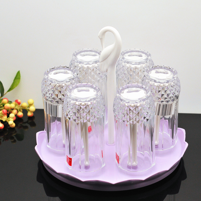 创意水杯杯架家用玻璃茶杯架旋转挂架沥水置物架带托