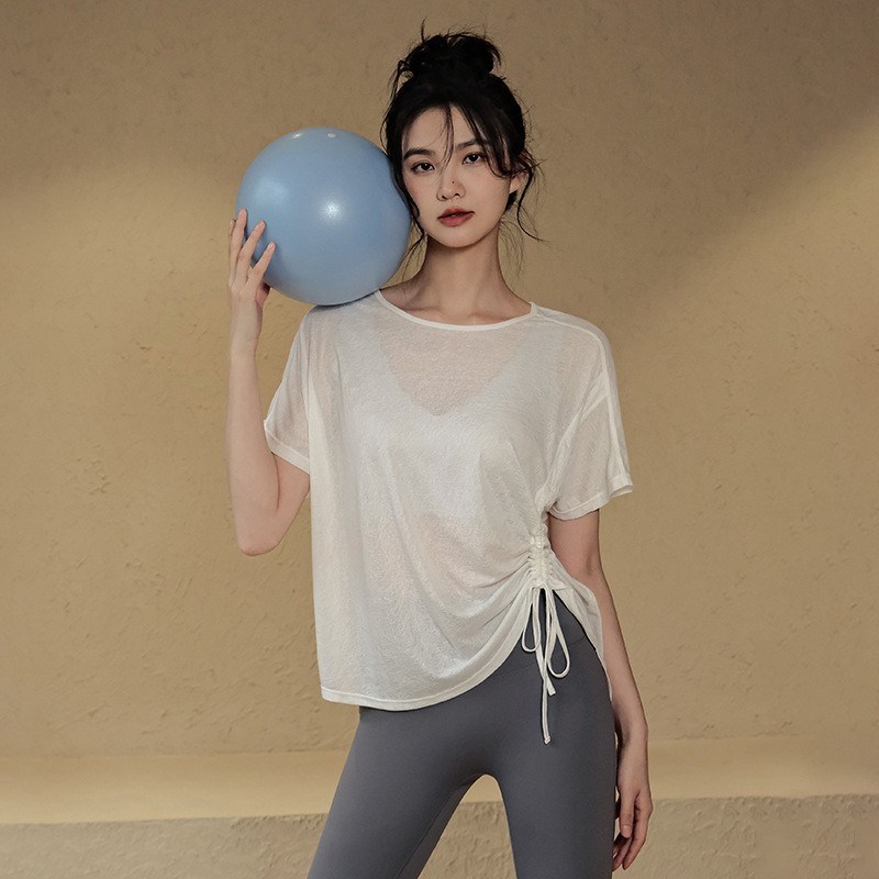 源力 短袖T恤气质时尚r健身服瑜伽服女夏季薄款防晒罩衫运动上衣