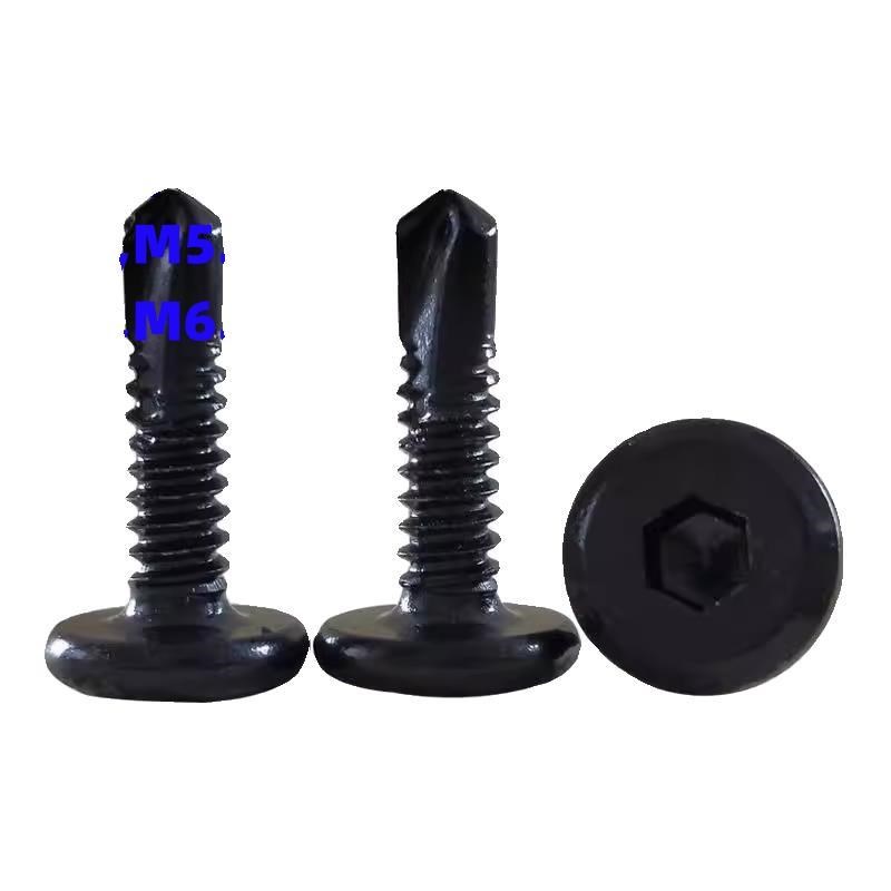 M5M55M6M63黑色410不锈钢倒边平J头内六角钻尾自攻螺丝钉燕尾钉
