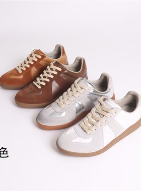 经典德训鞋女小白鞋春秋新款百搭系带E真皮平底板鞋休闲鞋220906