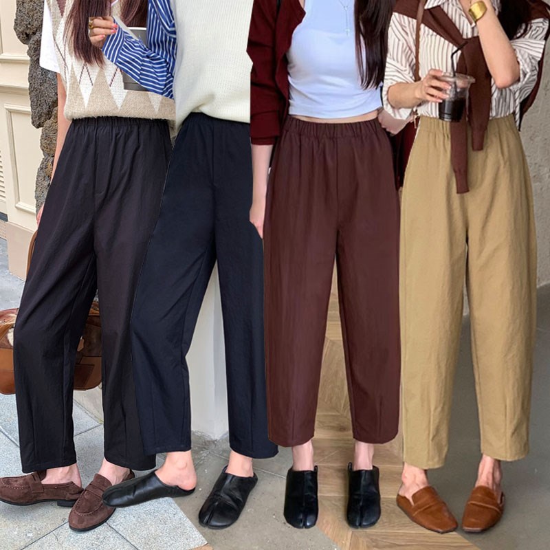 桐桐佳~九分萝卜裤女松紧腰大码哈伦裤通勤百搭宽松休S闲裤NV8802