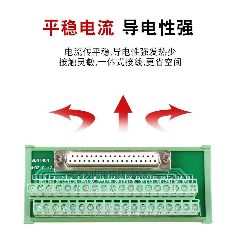 辰川DB9串口免焊DB25中继端子台DB15转接板37针公母头导轨端子排*