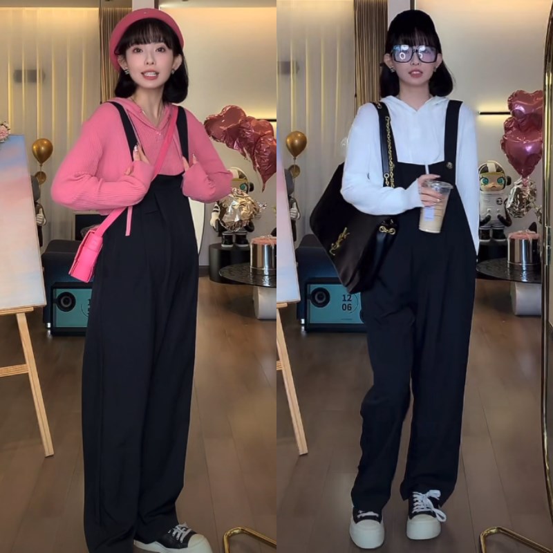 孕妇秋季套装针织连帽长袖打底上衣外穿阔腿抱婴袋裤两件套2023新