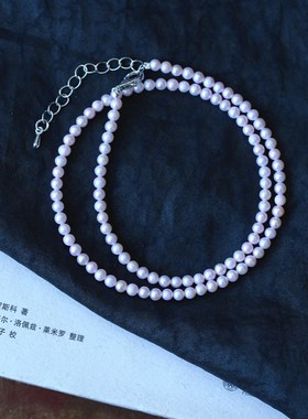 春季新品天然淡水珍珠粉光小灯泡款珍珠项链 圆度好女款珍珠