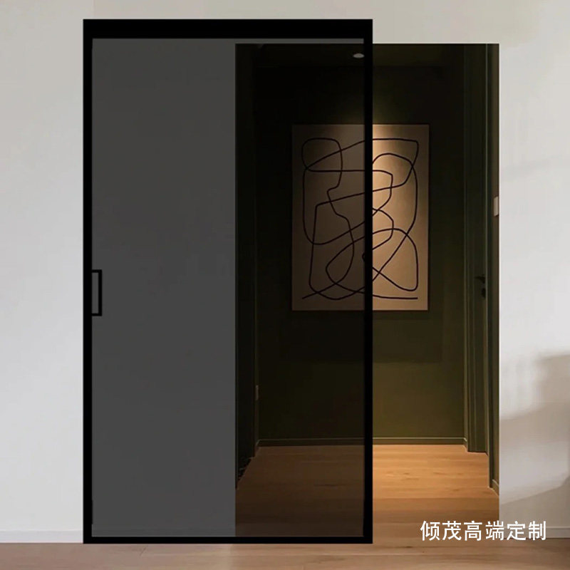 上海幽灵门d无轨平移门厨房化妆室隐形轨道钢化玻璃吊滑拉门定制