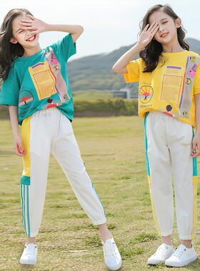 女童装夏装网红套装2021年新款洋气8中童9大童12岁女孩13夏天衣服