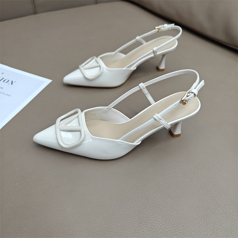 法式高跟鞋女2025新款漆皮尖头裸E色单鞋细跟法式小众设计包头凉