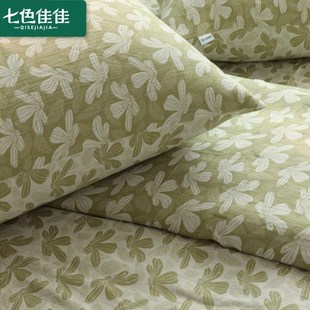 绿色花床单双人全棉纯棉双层纱定制任意尺寸床笠炕单大尺寸3米