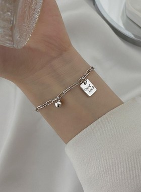 幸运方块手链女999纯银轻奢小众设计高级感冷淡风手饰潮流送女友