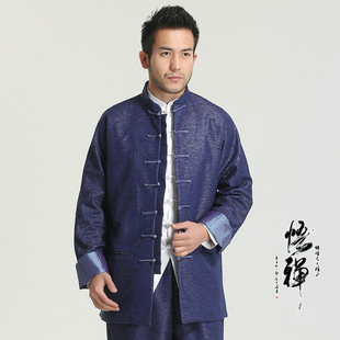 唐装男中老年春秋民族风休u闲夹克外套中式爸爸装冬装棉袄压皱上