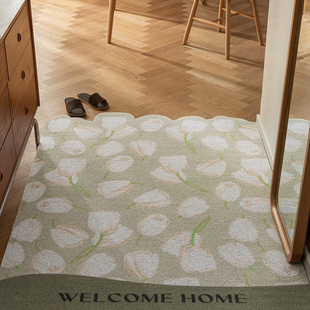 法式复古入户丝圈门垫进门耐磨防滑可F裁剪脚垫家用大门口花朵地