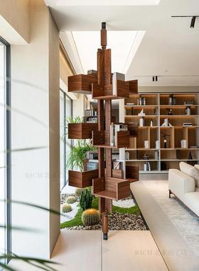 北美胡桃木书架可旋转调节Albero置物架展厅样板间设计师转角实木