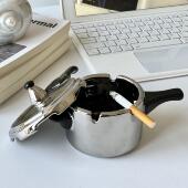 创意搞怪陶瓷烟灰缸带盖子防飞灰家用客厅办公室烟缸摆件高级感礼