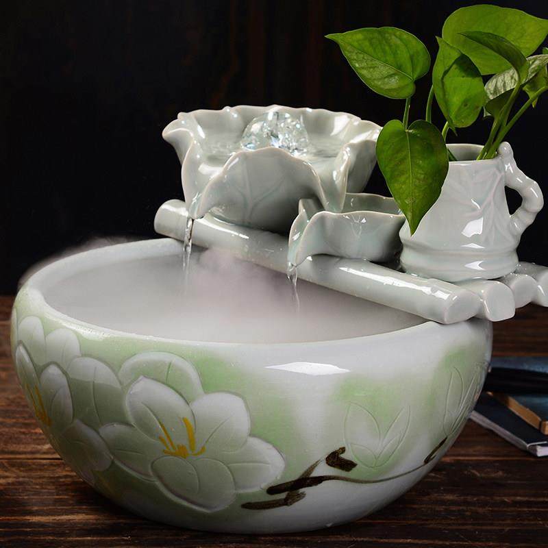 客厅陶瓷风水球流水循环水喷泉摆件前台招财水景装饰鱼缸开业送礼,家居饰品,流水摆件,淘宝优惠券,粉丝福利购,淘宝优惠卷