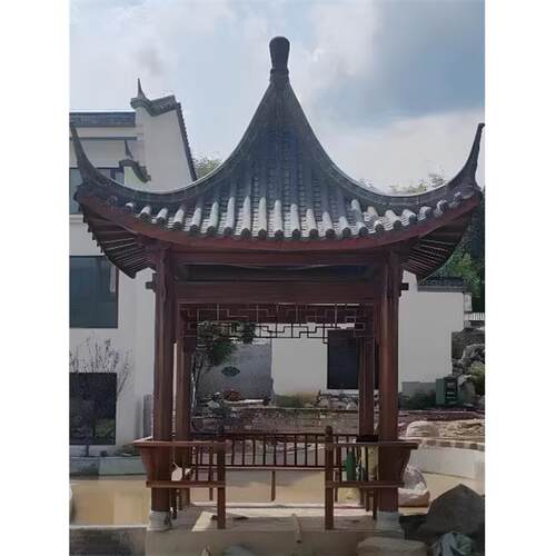 厂家直销防腐木古建四角凉亭庭院别墅彷古木屋实木六角亭户外亭子