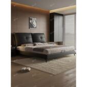 意式 轻奢真皮床2米气压储物双人床收纳床极简婚床现代简约皮艺床