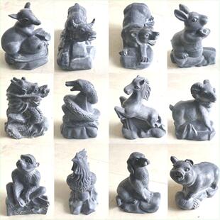 石雕十二生肖摆件石嘉祥青石鼠水牛虎兔龙蛇马羊猴鸡狗猪十二出生