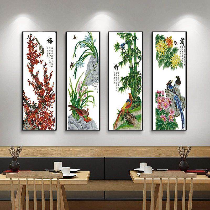 纯手工十字绣完成梅，兰，竹，菊，鸟，花香，春，夏，秋，冬四重,居家布艺,十字绣成品,淘宝优惠券,粉丝福利购,淘宝优惠卷