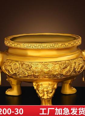 铜双龙香炉三足香炉鼎家用龙戏珠超大特大号寺院供奉香炉大尺寸纯