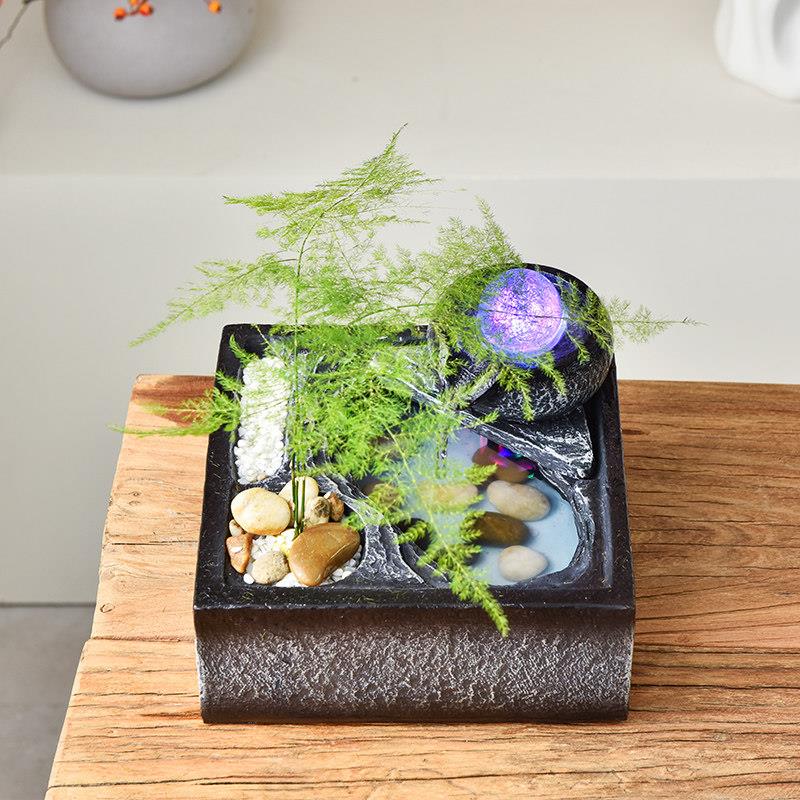 创意小型流水生财摆件客厅装饰办公室桌面风水轮循环水招财风水球