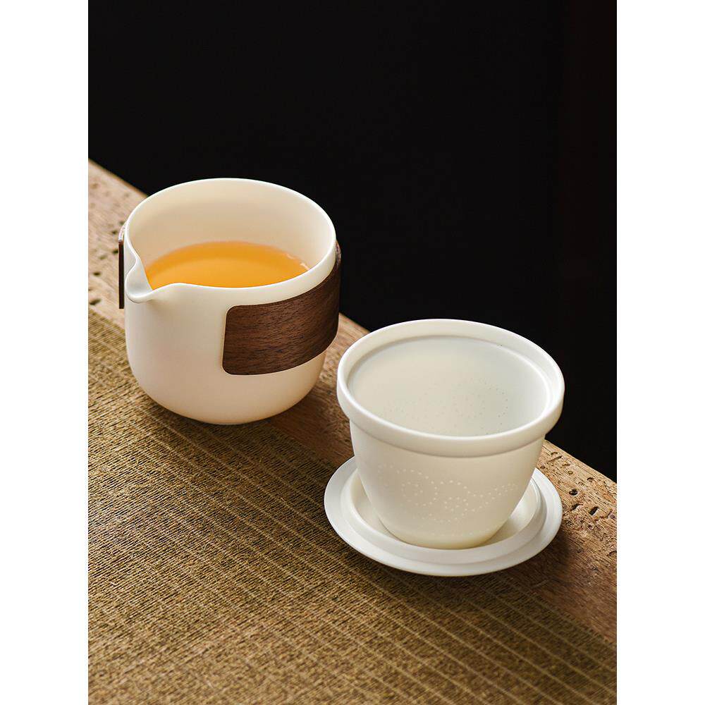 德化羊脂玉白瓷茶壶单壶泡茶杯茶水分离家用办公陶瓷大号个人茶具
