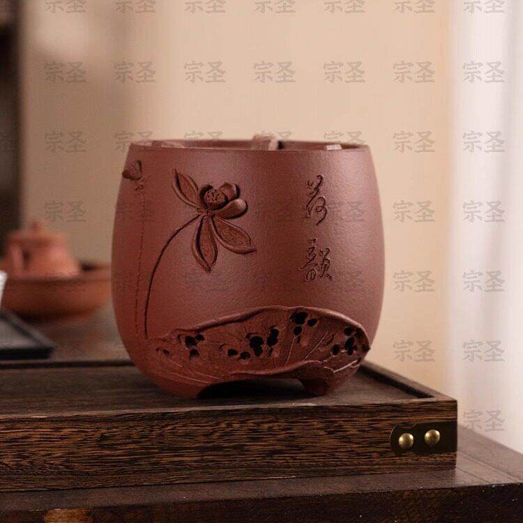 【宗圣茶炉】精选 红泥小火炉 手工荷花雕刻 电碳两用