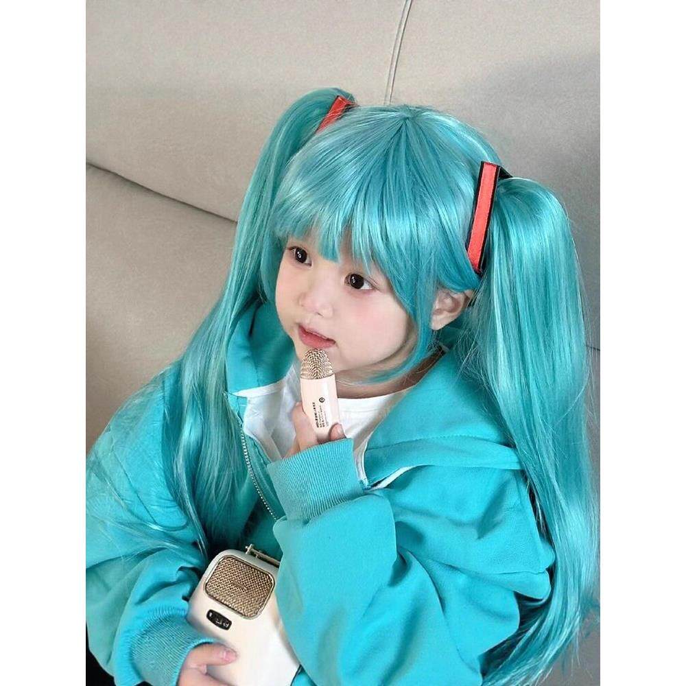 初音未来湖绿色长直发120cm超长女长直发假头发马尾自然彷真发套
