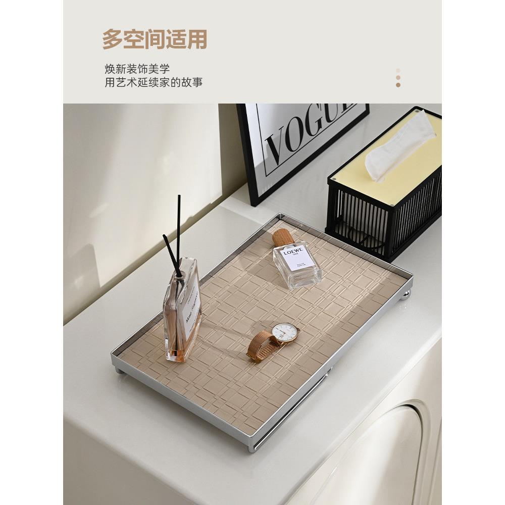 银色桌面收纳盒入口钥匙珠宝彩妆护肤产品美容沙龙杂物芳香疗法收
