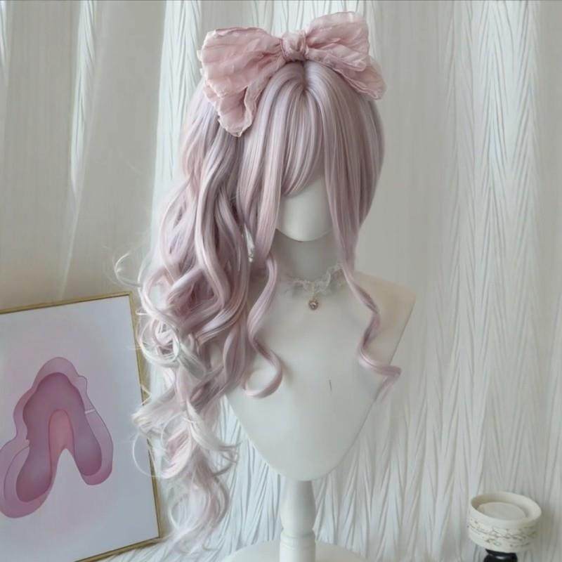惠染假发女粉白色抓夹双马尾长卷发Lolita日常透气整顶全头套少萝,美发护发/假发,日常整顶假发,淘宝优惠券,粉丝福利购,淘宝优惠卷