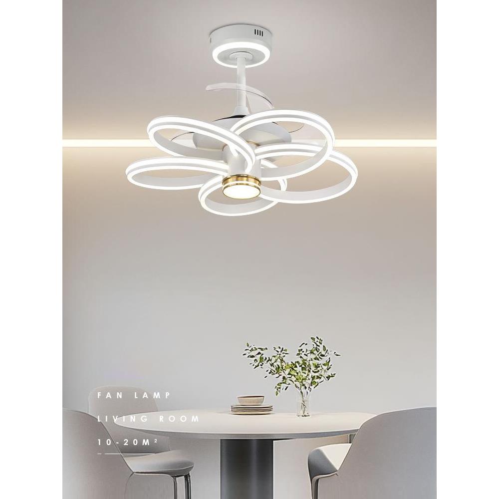 餐厅风扇灯简约现代超安静高风变频节能现代简约卧室隐形吊扇灯