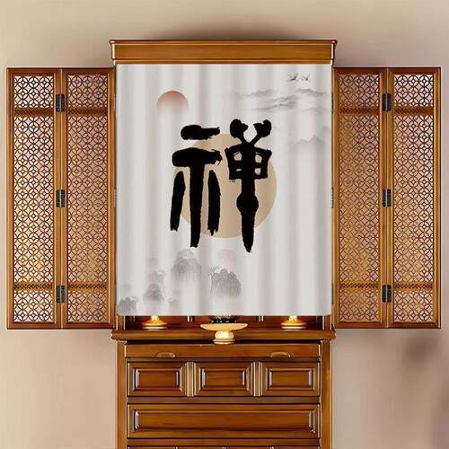 佛龛柜子遮挡帘家用供桌菩萨佛像佛帘遮丑帘佛堂挡灰防尘帘魔术贴