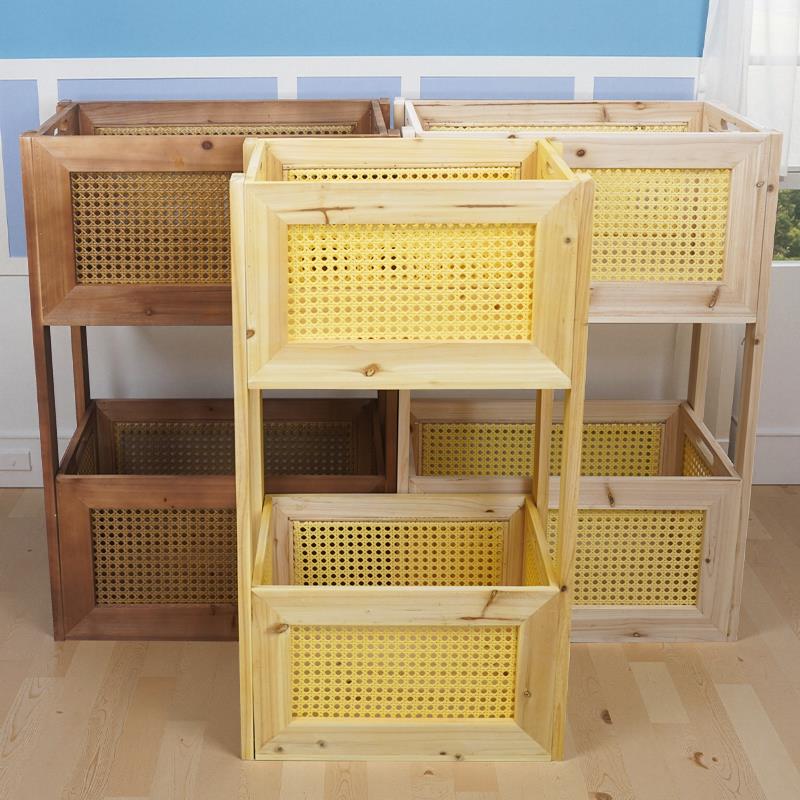 带轮花架竹编整理架实木置物架落地多层收纳层架客厅卧室家用置物