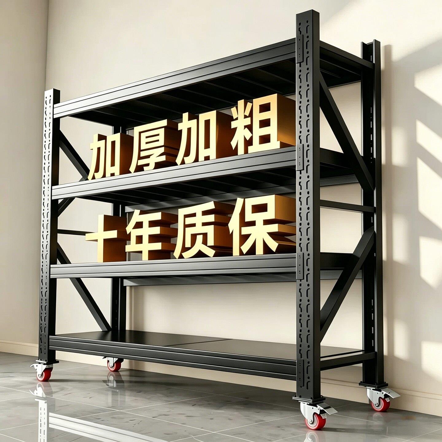 仓储货架带轮子可移动推拉多层置物架仓库展示架万向轮家用铁架