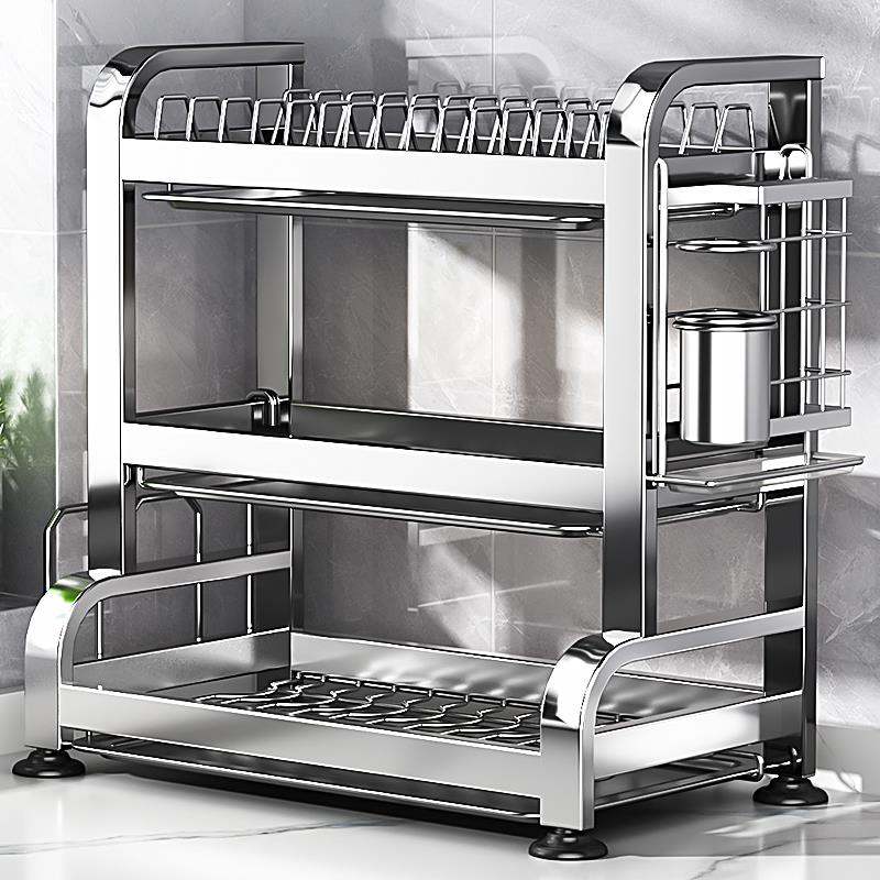 304不锈钢厨房置物架碗碟碗盘沥水架多功能放碗架碗筷收纳盒碗柜