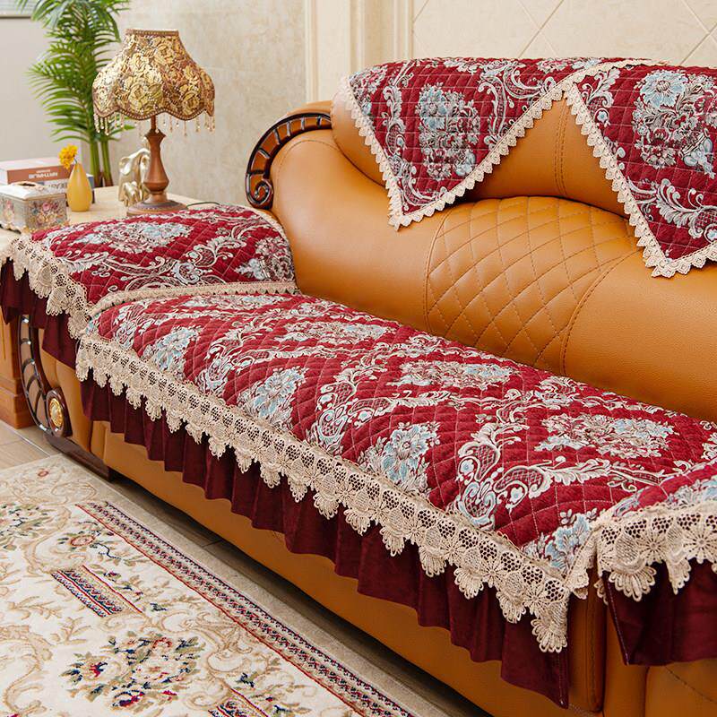 欧式四季皮沙发靠垫，雪尼尔皮沙发专用靠垫，防滑豪华皮沙发靠垫