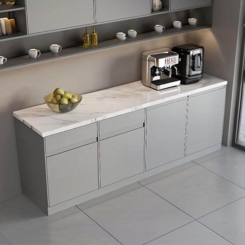 实木吧台咖啡操作台饮水机桌大理石灶台餐桌公司茶水间置物柜定制